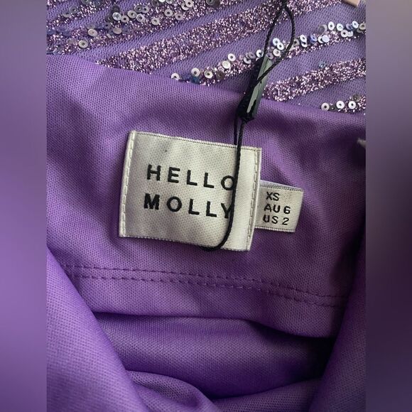 NWT Hello Molly Shimmering Star Sequin Mini Dress Purple  Sz XS Sleeveless - Picture 8 of 16
